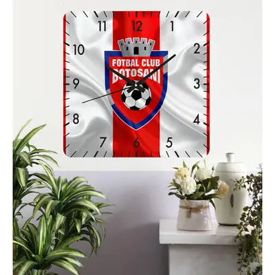 Ceas De Perete Fc Botosani -alb-30x30 Cm-plastic-patrat