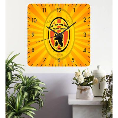 Ceas de perete fc ceahlaul piatra neamt -verde-30x30 cm-plastic-patrat