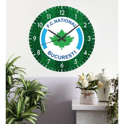 Ceas de perete fc national bucuresti -verde-plastic-rotund-30 cm