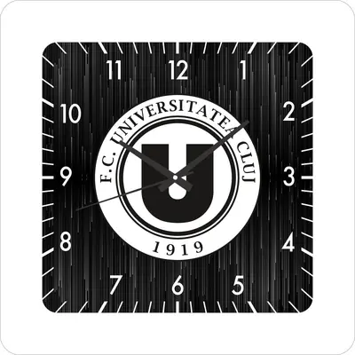 Ceas De Perete Fc Universitatea Cluj -negru-30x30 Cm-plastic-patrat