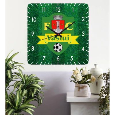 Ceas de perete fc vaslui -verde-40x40 cm-plastic-patrat