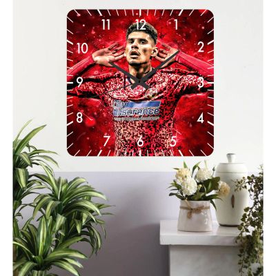 Ceas de perete florinel coman -rosu-40x40 cm-plastic-patrat