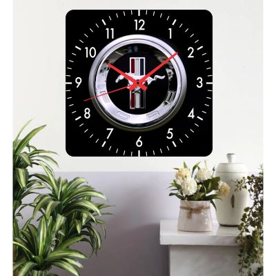 Ceas de perete ford mustang -negru-40x40 cm-plastic-patrat