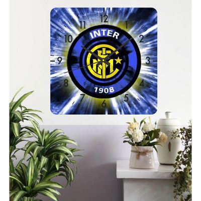 Ceas de perete inter milano -albastru-40x40 cm-plastic-patrat