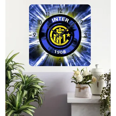Ceas De Perete Inter Milano -albastru-48x48 Cm-plastic-patrat
