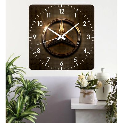 Ceas de perete mercedes gold -negru-40x40 cm-plastic-patrat