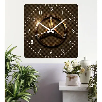 Ceas De Perete Mercedes Gold -negru-48x48 Cm-plastic-patrat
