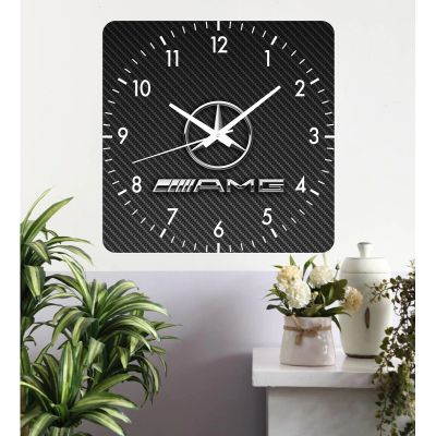 Ceas de perete mercedes grey -gri-40x40 cm-plastic-patrat