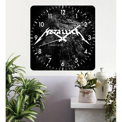 Ceas de perete metallica silver -negru-48x48 cm-plastic-patrat
