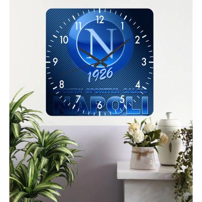 Ceas de perete napoli -albastru-40x40 cm-plastic-patrat