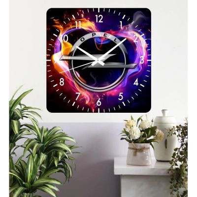 Ceas de perete opel -48x48 cm-plastic-patrat-multicolor