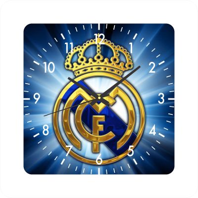 Ceas de perete real madrid -albastru-40x40 cm-plastic-patrat