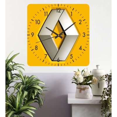 Ceas de perete renault new yellow -galben-40x40 cm-plastic-patrat