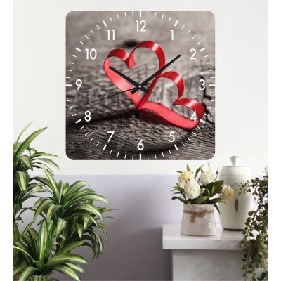 Ceas de perete romantic -gri-48x48 cm-plastic-patrat