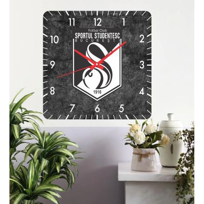 Ceas de perete sportul studentesc -negru-40x40 cm-plastic-patrat