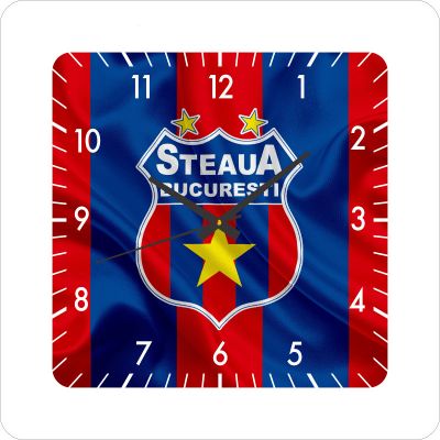 Ceas de perete steaua bucuresti -48x48 cm-plastic-patrat-multicolor