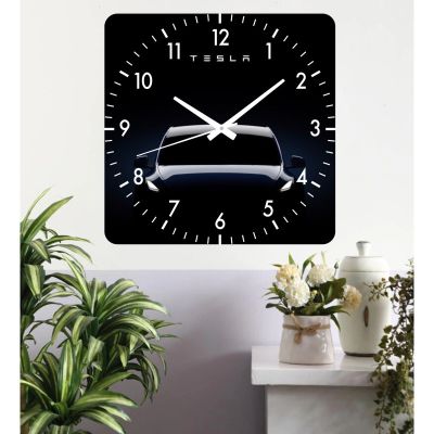 Ceas de perete tesla black -negru-40x40 cm-plastic-patrat