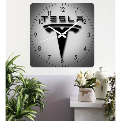 Ceas de perete tesla grey -gri-40x40 cm-plastic-patrat