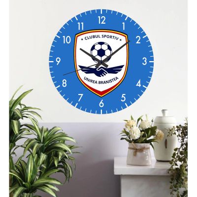 Ceas de perete unirea branistea -albastru-plastic-rotund-30 cm
