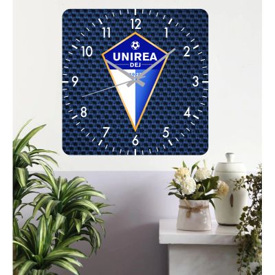 Ceas de perete unirea dej -albastru-40x40 cm-plastic-patrat