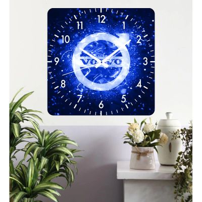 Ceas de perete volvo blue -albastru-40x40 cm-plastic-patrat