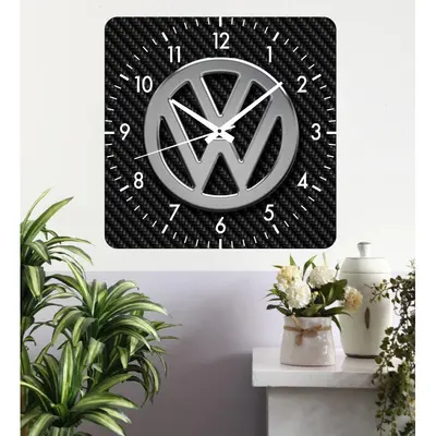 Ceas De Perete Vw Black -negru-30x30 Cm-plastic-patrat