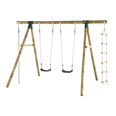 Complex de leagane cu cataratoare gibbon, pentru 4 copii, din lemn tratat, plum 27012 - okeplum27012