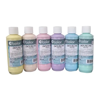 Guasa lavabila 6 x 250 ml, culori pastel - okelfc0152