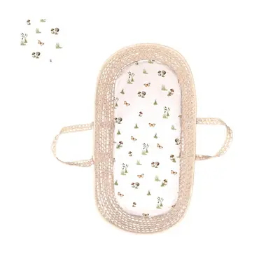 Cearsaf Din Bumbac Cu Elastic Pe Contur Pentru Landou Si Cosulete, Happy Pjb481386