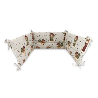 MimiNu - Aparatoare pentru patut 120x60 cm, Din bumbac certificat Oeko Tex Standard 100, 180x30 cm, Cu panglici, Teddy Bear On Moon BYN6426972023467
