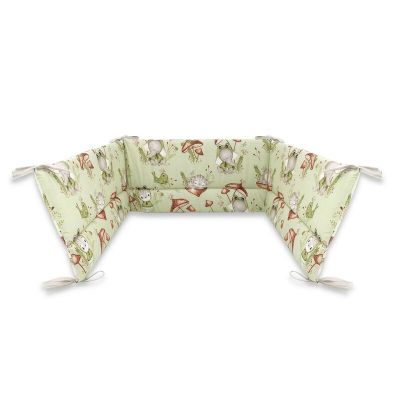 Qmini - Aparatoare pentru patut 120x60 cm, Din bumbac certificat Oeko Tex Standard 100, 180x30 cm, Cu panglici, Frogs BYN6426972023313