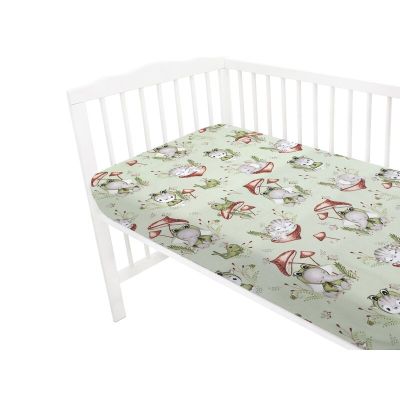 Qmini - Cearceaf cu elastic pentru patut 120X60 cm, Din bumbac certificat Oeko Tex Standard 100, Frogs BYN6426972023306