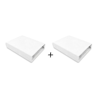 Qmini - Set 2 cearceafuri cu elastic pentru patut leagan sau patut co-sleeper, 90x50 cm, Din bumbac, Material certificat Oeko Tex Standard 100, White BYN6426972023986
