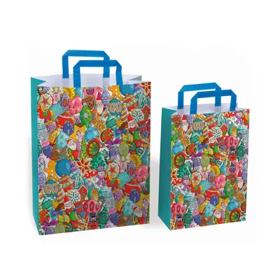 Sacosa cadou din hartie - Craciun Fericit (S - 22 x 10.5 x 32cm, 70g) TSG4405