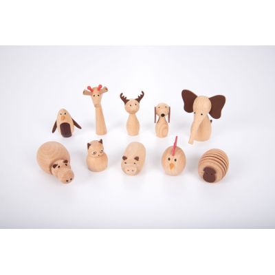 Set 10 animale din lemn lumea animalelor - oketik73472