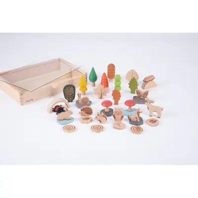 Set de 37 figurine din lemn pentru activitati educative padurea - oketik73552