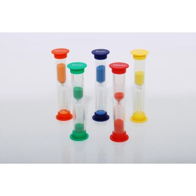 Set de 5 miniclepsidre cu nisip colorat si cronometrare diferita - oketik92007