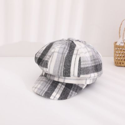 Bereta in carouri gri pentru fetite - Chic MDHT2023-58-2-ca2