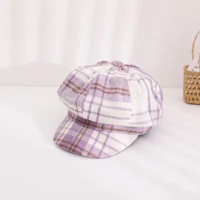 Bereta in carouri lila pentru fetite - Chic MDHT2023-58-3-ca2