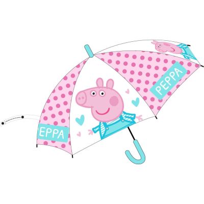 Umbrela copii POE transparenta semiautomata Peppa, diametru 74 cm EPLUSM EPMPP5250915 BBJEPMPP5250915_Roz