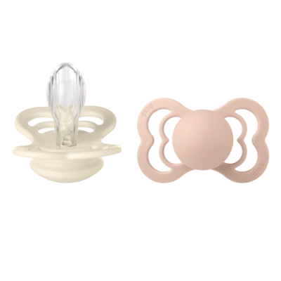 Bibs - set 2 suzete supreme silicon, tetina simetrica, 6 luni +-ivory/blush bbb260216