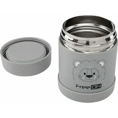 Termos pentru alimente solide, Din otel inoxidabil, Mentine cald pana la 12 ore si rece pana la 24 ore, Conform cu standardul european de securitate EN12546, FreeON, Grey Lion BYN380746