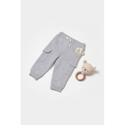Pantaloni cu buzunare laterale, Two thread, 100%bumbac organic - Gri, BabyCosy (Marime: 9-12 luni) JEMBC-CSY8016-9