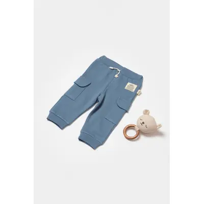 Pantaloni cu buzunare laterale, Two thread, 100%bumbac organic - Indigo, BabyCosy (Marime: 6-9 luni) JEMBC-CSY8017-6