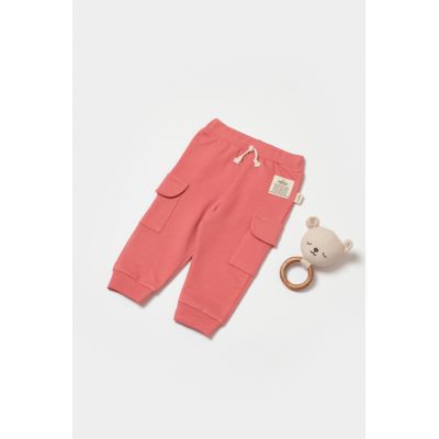 Pantaloni cu buzunare laterale, Two thread, 100%bumbac organic - Rose, BabyCosy (Marime: 3-6 Luni) JEMBC-CSY8018-3