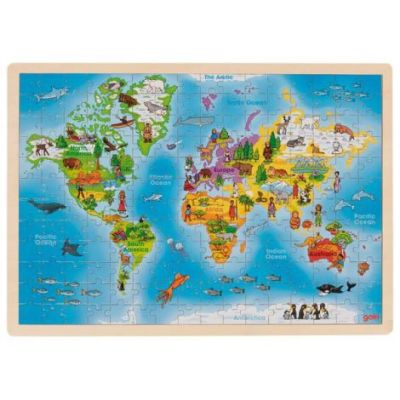 Puzzle din lemn 192 piese harta lumii - okegoki57460