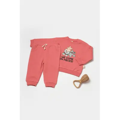 Set hanorac si pantaloni, Two thread, 100%bumbac organic - Rose, BabyCosy (Marime: 6-9 luni) JEMBC-CSY8026-6