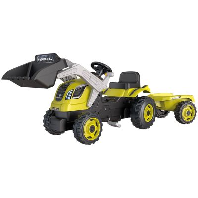 Tractor cu pedale si remorca smoby farmer max verde cu negru hubs7600710132