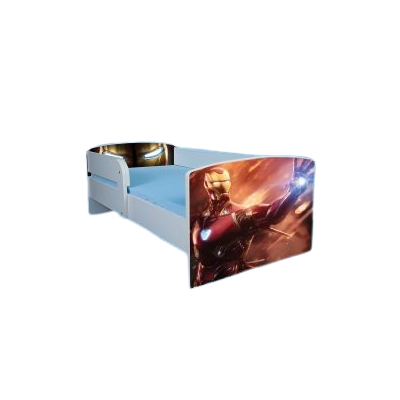 Pat Baieti Iron Man Cu Saltea Inclusa 160x80cm , Fara Sertar Ptv1714