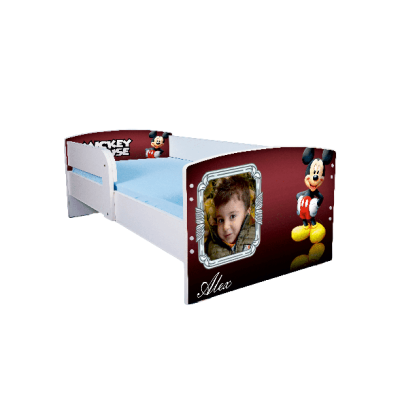 Pat Personalizat Mickey Cu Saltea Inclusa Si Sertar 140x70 Cm Ptv2794